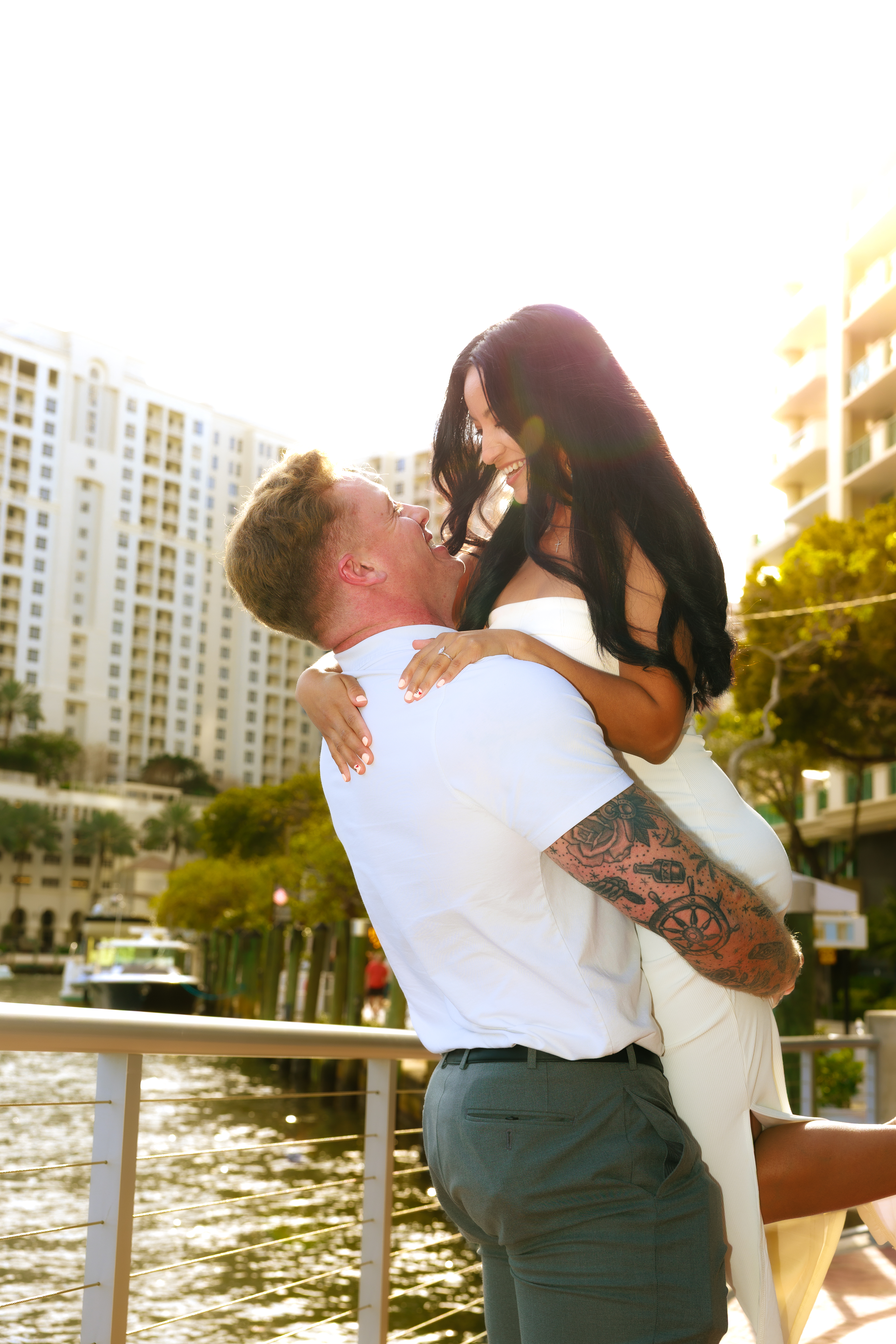 Brianna and Benjamin by the water.
